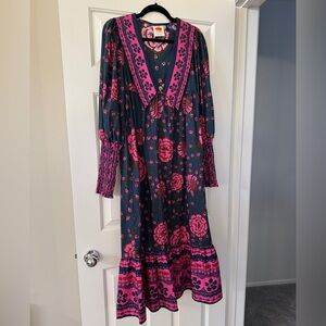 Farm Rio Floral Pink and Blue Women's Dress